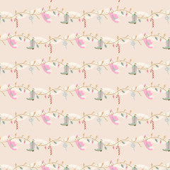 Cotton&Steel Fabrics - Yee-Haw Holidays - Giddy-Up Garland - There’S Snow Place Like Home Metallic