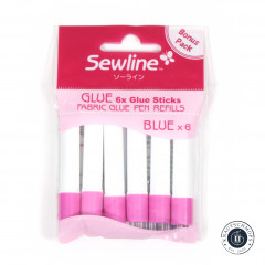 Sewline Water-Soluble Fabric Glue Pen Nachfüller blau (6er Pack)