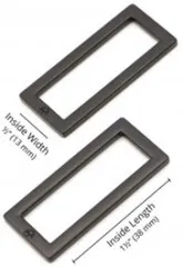 ByAnnie's - 1.5inch Rectangle Ring Flat - Black Metal