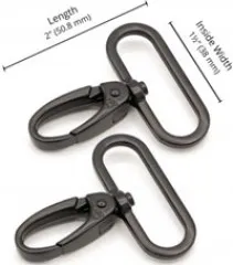 ByAnnie's - 1.5inch Swivel Snap Hook - Black metal (Drehbarer Karabinerhaken)