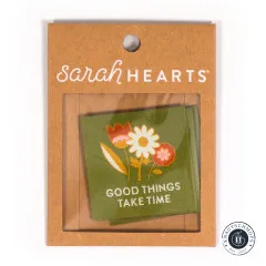 Sarah Hearts Label - Good Things Take Time oliv (new Design)