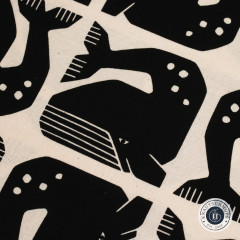 Cotton & Steel - By The Seaside II - Grumpy Whale - Black Unbleached Fabric