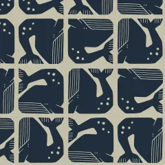 Cotton & Steel - By The Seaside II - Grumpy Whale - Blue-Gray Unbleached Fabric
