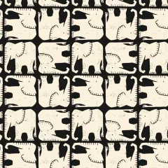 Cotton & Steel - Rising Sun - Jolly Elephant - Black Fabric