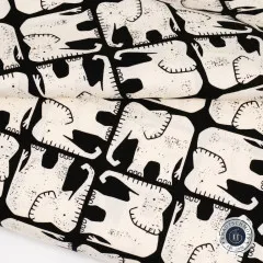 Cotton & Steel - Rising Sun - Jolly Elephant - Black Fabric