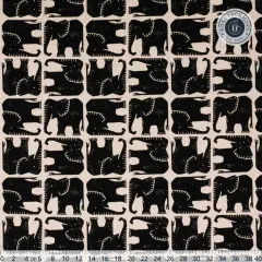 Cotton & Steel - Rising Sun - Jolly Elephant - Black Unbleached Canvas Fabric