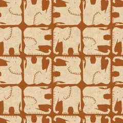Cotton & Steel - Rising Sun - Jolly Elephant - Umber Unbleached Canvas Fabric