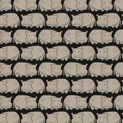 Cotton & Steel - Rising Sun - Weary Hippo - Black Fabric