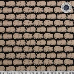 Cotton & Steel - Rising Sun - Weary Hippo - Black Fabric