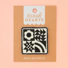 Sarah Hearts - Aufnäher zum Aufbügeln - Black Quilt Block