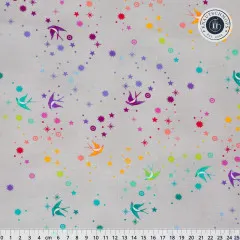Tula Pink Baumwoll Designerstoff - True Color Graywork - Fairy Dust - Fog