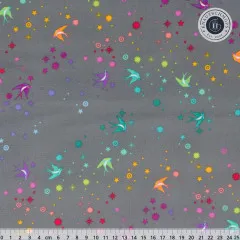 Tula Pink Baumwoll Designerstoff - True Color Graywork - Fairy Dust - Shadow