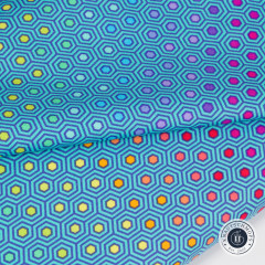 Tula Pink Baumwollstoff - True Colors - Hexy Rainbow - Peacock Tula Pink Baumwollstoff - True Colors - Hexy Rainbow - Peacock