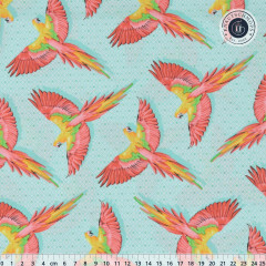 Tula Pink Baumwollstoff - Daydreamer Macaw Ya Later - Mango (45cm-Rest) Tula Pink Baumwollstoff - Daydreamer Macaw Ya Later - Mango (45cm-Rest)