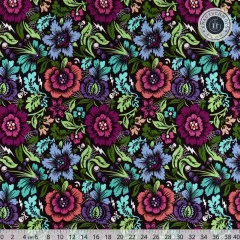 Tula Pink Baumwoll Designerstoff - Nightshade (Déjà Vu) Spider Blossom - Equinox