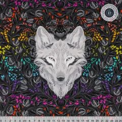 Tula Pink Baumwoll Designerstoff - Graywork - Wolf of Pink Street - Carbon