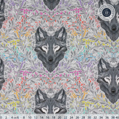 Tula Pink Baumwoll Designerstoff - Graywork - Wolf of Pink Street - Fog