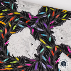 Tula Pink Baumwoll Designerstoff - Graywork - Just Bearly - Carbon