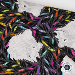 Tula Pink Baumwoll Designerstoff - Graywork - Just Bearly - Carbon