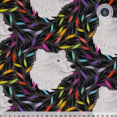 Tula Pink Baumwoll Designerstoff - Graywork - Just Bearly - Carbon