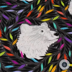 Tula Pink Baumwoll Designerstoff - Graywork - Just Bearly - Carbon