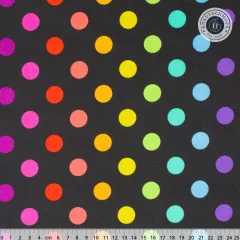 Tula Pink Baumwoll Designerstoff - True Color Graywork - Disco Poms - Carbon