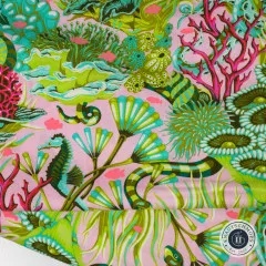 Tula Pink Baumwoll Designerstoff - Floral Reef - Reef What You Sew - Coralline