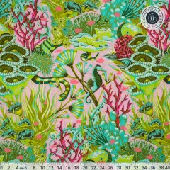 Tula Pink Baumwoll Designerstoff - Floral Reef - Reef What You Sew - Coralline