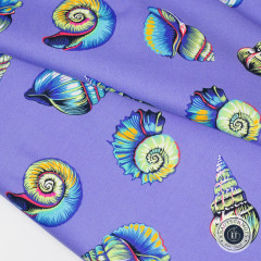 Tula Pink Baumwoll Designerstoff - Floral Reef - Lil Shelly - Marine