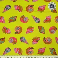Tula Pink Baumwoll Designerstoff - Floral Reef - Lil Shelly - Seagrass