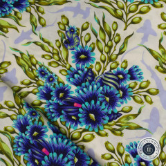 Tula Pink Baumwoll Designerstoff - Floral Reef - Shadow Sharks - Marine
