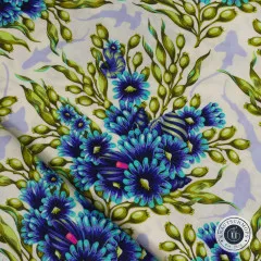 Tula Pink Baumwoll Designerstoff - Floral Reef - Shadow Sharks - Marine