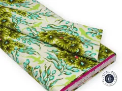 Tula Pink Baumwoll Designerstoff - Floral Reef - Shadow Sharks - Seagrass