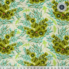 Tula Pink Baumwoll Designerstoff - Floral Reef - Shadow Sharks - Seagrass