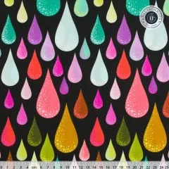 Tula Pink Baumwoll Designerstoff - Prince Charming - Dew Drops - Licorice