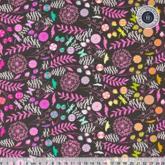 Tula Pink Baumwoll Designerstoff - Prince Charming - Dandelion - Licorice