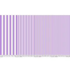 Stoffbreite Tula Pink Sticks Iced Violet mit Zollmaßband, Streifen werden von breit zu schmal