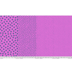 Baumwollstoff Stones Grape Crush über volle Breite mit Verlauf von großen zu feinen violetten Punkten auf Pink