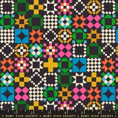 Ruby Star Society - 800 Notion - Quilty As Charged Novelty Retro Vintage Blocks Patchwork - Soft Black