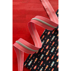 Sassafras Lane Designs - Reißverschluss #5 - Red Stripe - Nickel