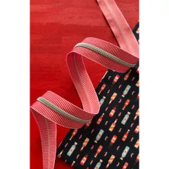 Sassafras Lane Designs - Reißverschluss #5 - Red Stripe - Nickel