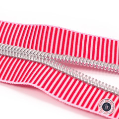 Sassafras Lane Designs - Reißverschluss #5 - Red Stripe - Nickel