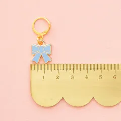 Sarah Hearts - Zipper Charm - Blue Bow Enamel Stitch Marker