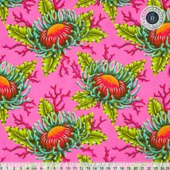 Tula Pink Baumwoll Designerstoff - Floral Reef - Friends & Anemones - Coralline