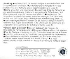 Deutschsprachiger Anleitungstext mit Materialangaben zur Stichführung