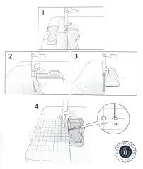 Bebilderte 4-Schritt-Anleitung zum Anbringen der Führung an der Nähmaschine