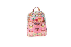 Mini-Rucksack Back At Ya 2.1 in rosafarbenem Schmetterlings-Patchwork, Frontalansicht.
