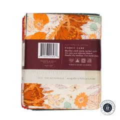 Rückseite der Banderole mit Barcode und herbstlichem Blätter- und Blütendruck in Orange.