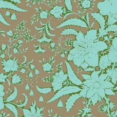 Nahaufnahme-Ausschnitt der floralen Ranken im Abloom-Design in Mushroom.