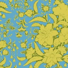 Nahaufnahme-Ausschnitt der floralen Ranken im Abloom-Design in Sky.